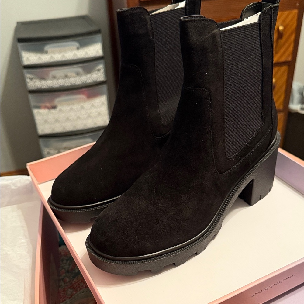 Suede Black Ankle Boots